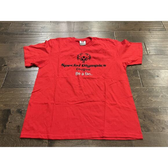 Vintage Nike Mens Red Special Olympics Oregon Be A Fan T-shirt Size M MEDIUM - Picture 2 of 9